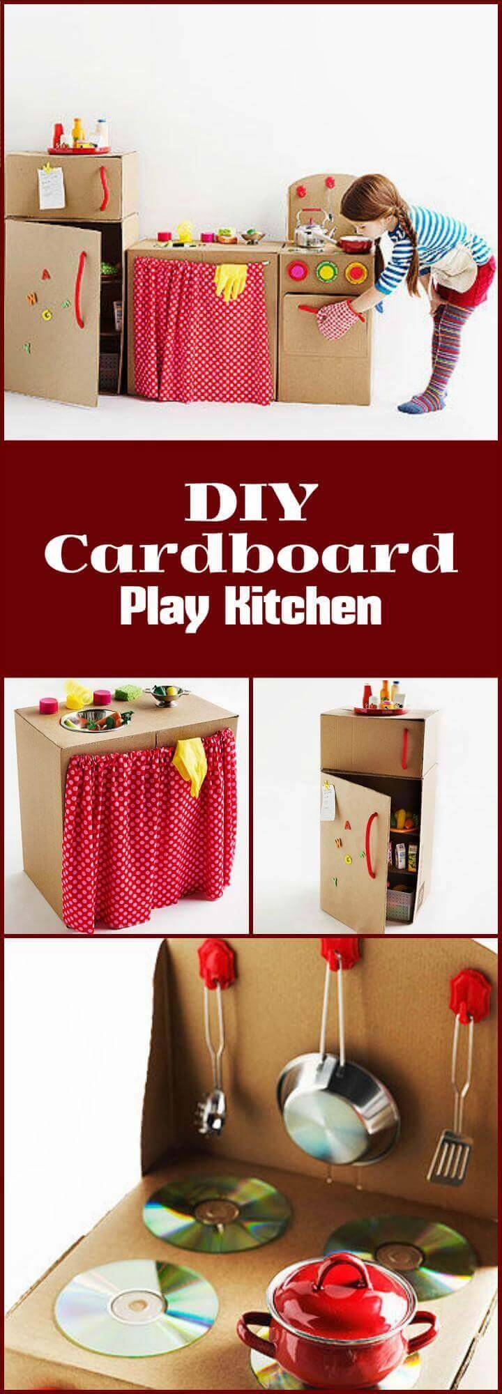 DIY beautiful cardboard play kitchen